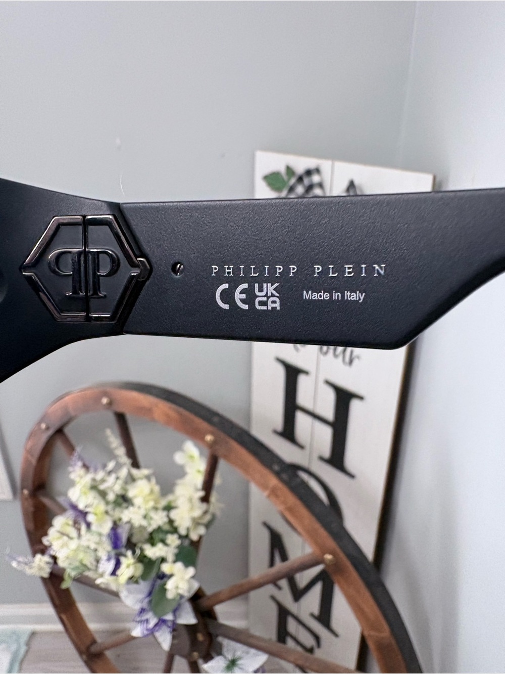 Philipp Plein Black Angular Sunglasses with Matching Clutch NWT SPP153 - Picture 5 of 10